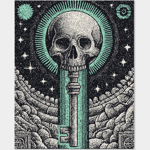Occult Skull Key - The Key to the Underworld Wall Art by TuncGK