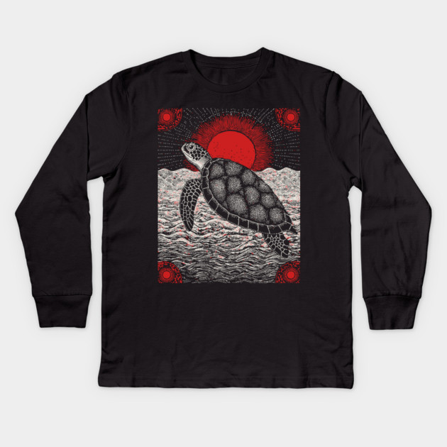 Cosmic Turtle - The World on its Shell Kids Long Sleeve T-Shirt by TuncGK