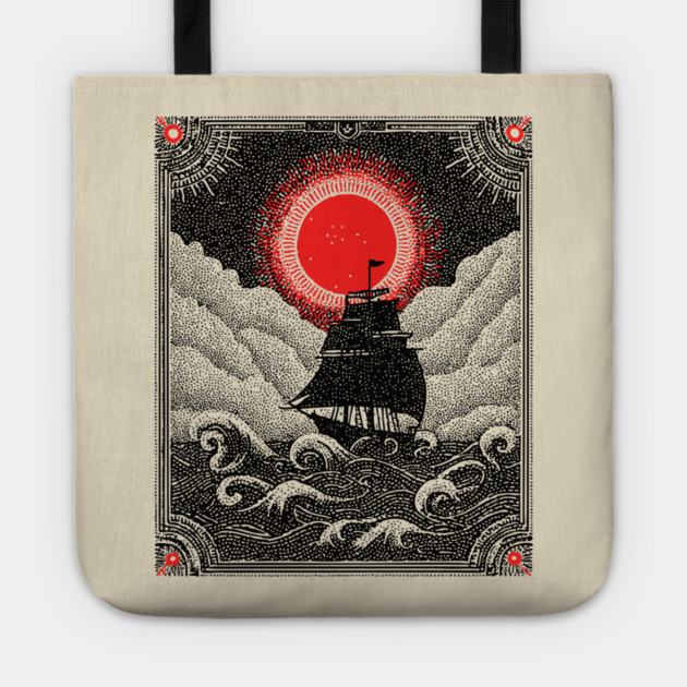 Gothic Galleon - A Voyage on the Nocturnal Sea Tote by TuncGK