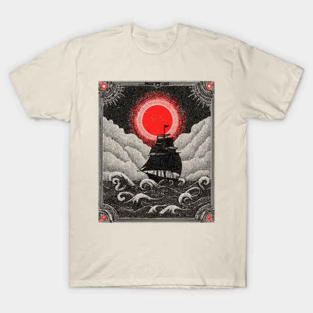 Gothic Galleon - A Voyage on the Nocturnal Sea T-Shirt by TuncGK