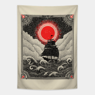 Gothic Galleon - A Voyage on the Nocturnal Sea Tapestry