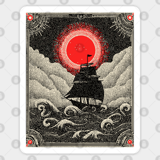 Gothic Galleon - A Voyage on the Nocturnal Sea Sticker by TuncGK