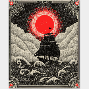 Gothic Galleon - A Voyage on the Nocturnal Sea Posters and Art