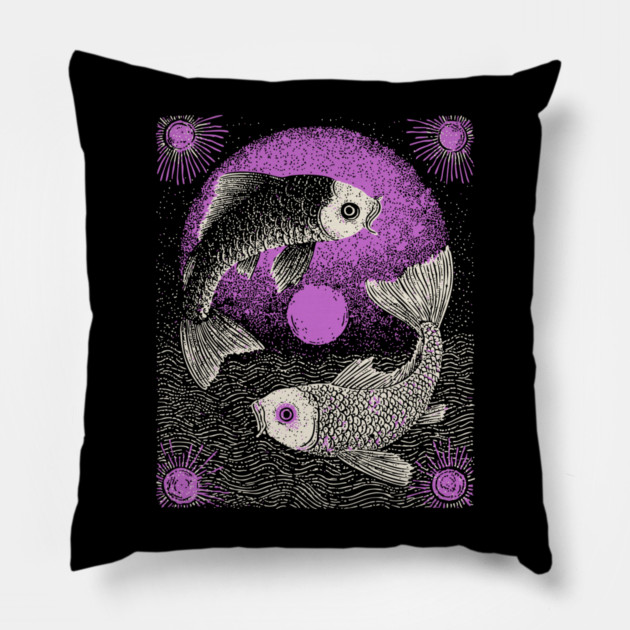 Celestial Koi - The Yin Yang of the Cosmos Pillow by TuncGK