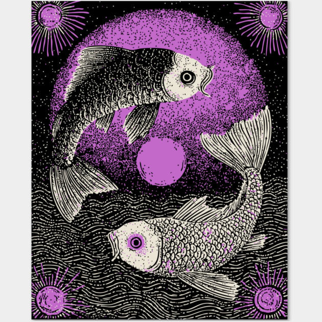 Celestial Koi - The Yin Yang of the Cosmos Wall Art by TuncGK