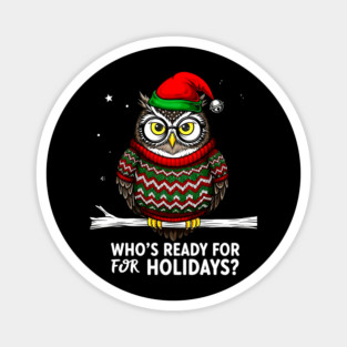 Cute Owl Ugly Christmas Sweater Holiday Tee Magnet