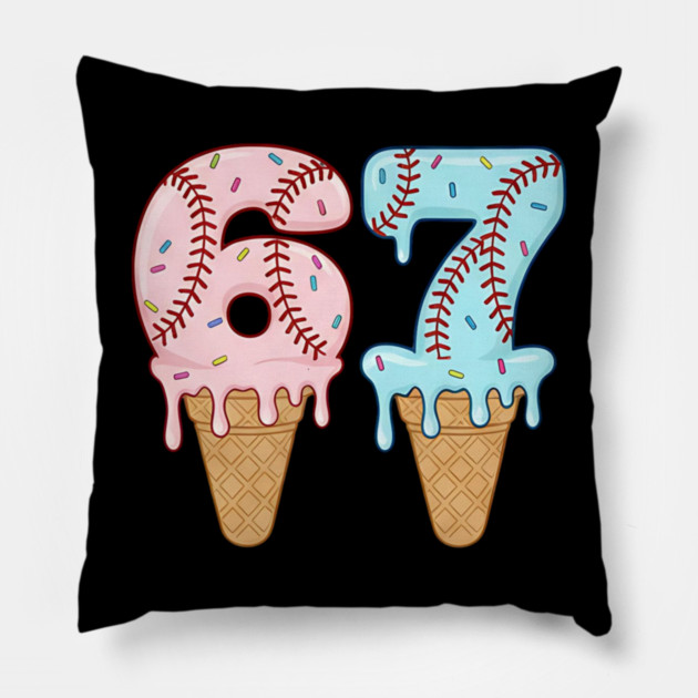 Baseball Drip Ice Cream 67 Baseball Lifestyle 101 Pillow by ArtistTee ⭐⭐⭐⭐⭐