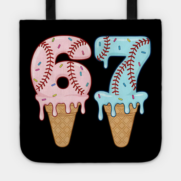Baseball Drip Ice Cream 67 Baseball Lifestyle 101 Tote by ArtistTee ⭐⭐⭐⭐⭐