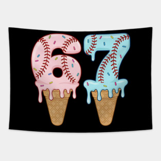 Baseball Drip Ice Cream 67 Baseball Lifestyle 101 Tapestry