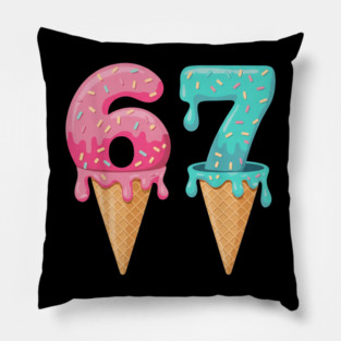 Baseball Drip Ice Cream 6-7 | Baseball Lifestyle 101 | Funny Summer Baseball Meme Design Pillow
