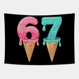 Baseball Drip Ice Cream 6-7 | Baseball Lifestyle 101 | Funny Summer Baseball Meme Design Tapestry