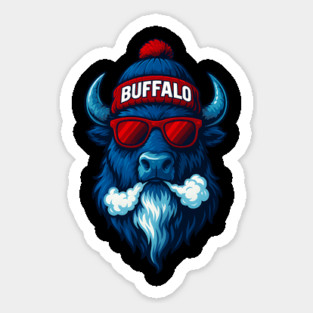 Cool Blue Buffalo Beanie Sunglasses Spirit Animal Magnet