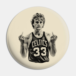 Vintage  Midle Finger larry bird 80s BLack Pin