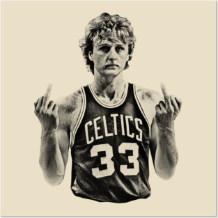 Vintage  Midle Finger larry bird 80s BLack Posters and Art