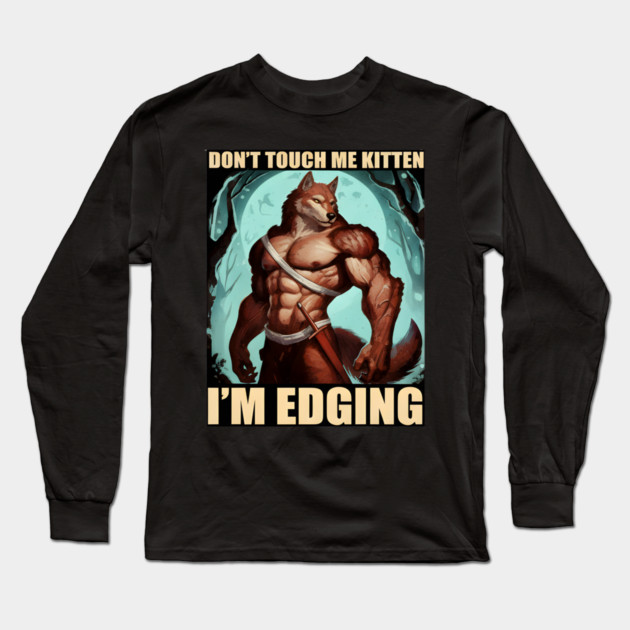 Don't Touch Me Kitten I'm Edging Long Sleeve T-Shirt by DesignAura