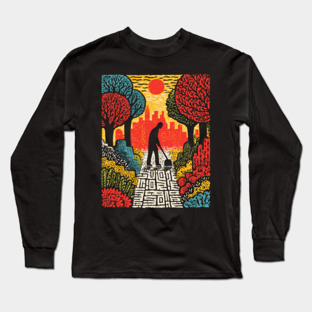 Urban Folk Art - The Quiet Custodian Long Sleeve T-Shirt by TuncGK