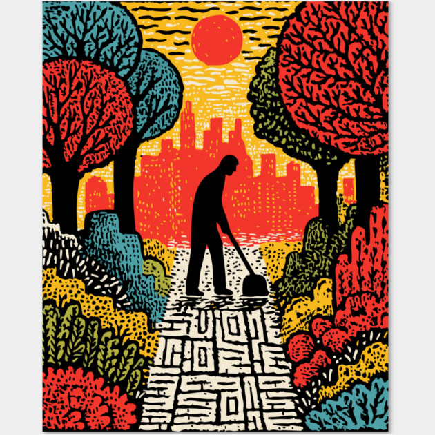 Urban Folk Art - The Quiet Custodian Wall Art by TuncGK