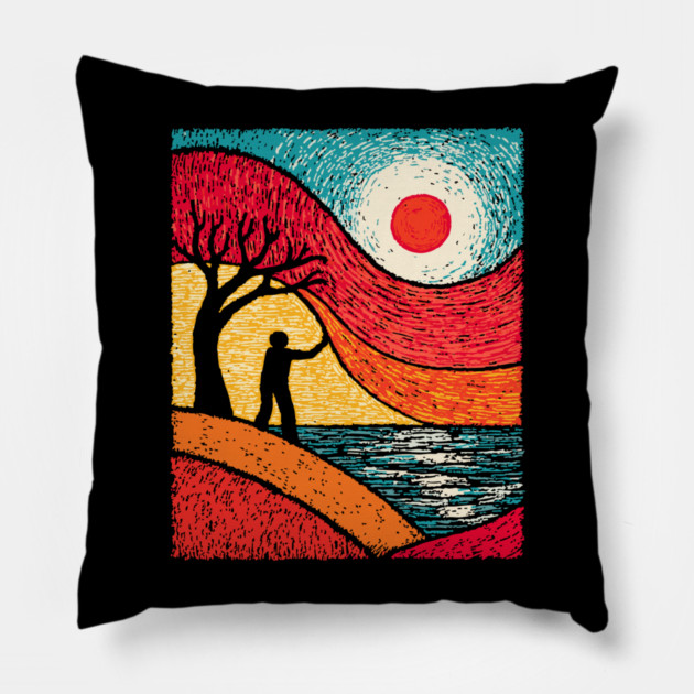 Surreal Conductor - Orchestrating the Seasons Pillow by TuncGK