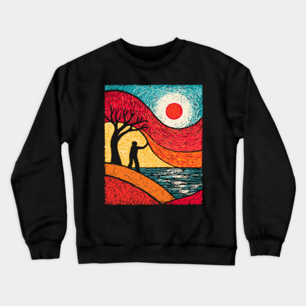 Surreal Conductor - Orchestrating the Seasons Crewneck Sweatshirt by TuncGK