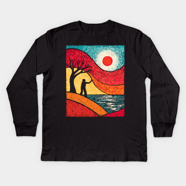 Surreal Conductor - Orchestrating the Seasons Kids Long Sleeve T-Shirt by TuncGK