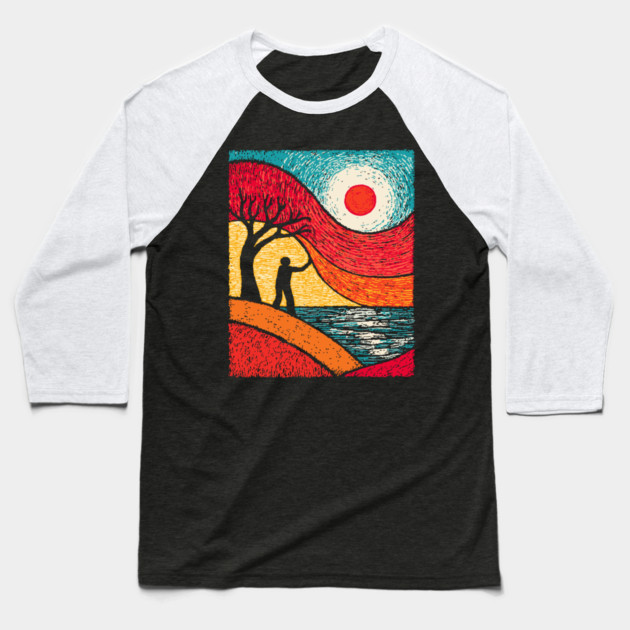 Surreal Conductor - Orchestrating the Seasons Baseball T-Shirt by TuncGK