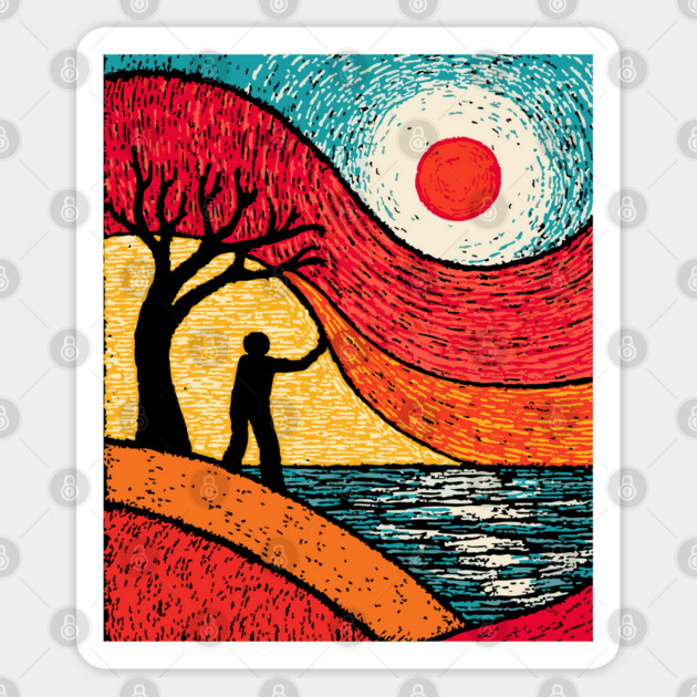 Surreal Conductor - Orchestrating the Seasons Sticker by TuncGK