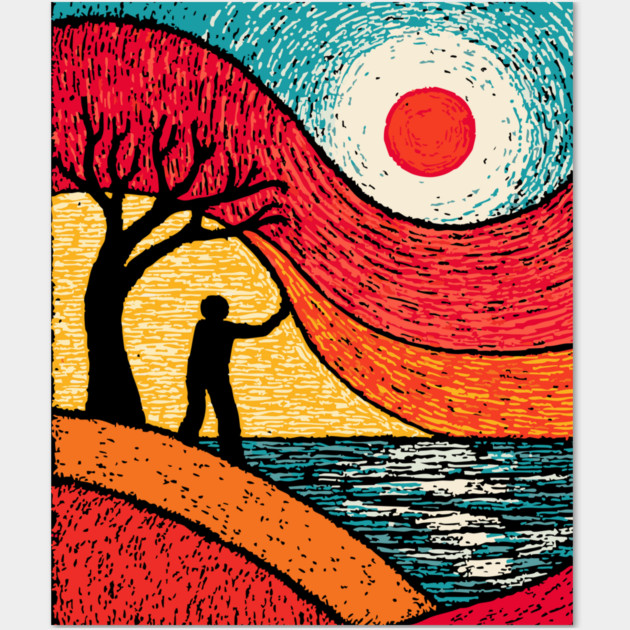 Surreal Conductor - Orchestrating the Seasons Wall Art by TuncGK