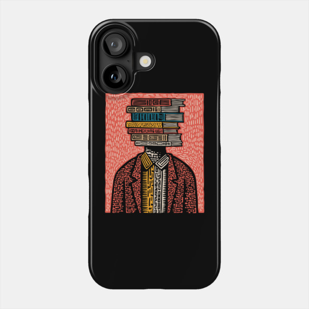 Surreal Book Head - A Portrait of the Bibliophile Phone Case by TuncGK