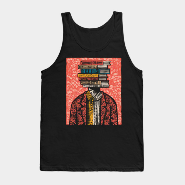 Surreal Book Head - A Portrait of the Bibliophile Tank Top by TuncGK