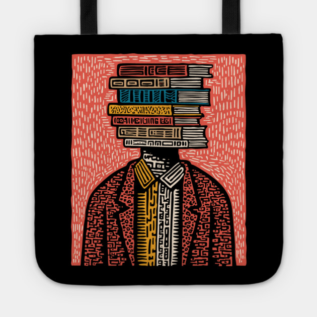 Surreal Book Head - A Portrait of the Bibliophile Tote by TuncGK