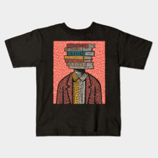 Surreal Book Head - A Portrait of the Bibliophile Kids T-Shirt