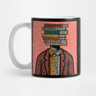 Surreal Book Head - A Portrait of the Bibliophile Mug