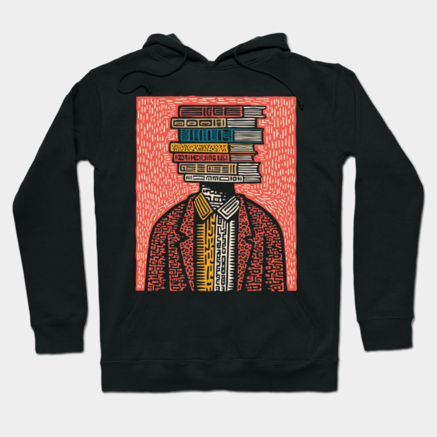 Surreal Book Head - A Portrait of the Bibliophile Hoodie by TuncGK