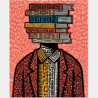 Surreal Book Head - A Portrait of the Bibliophile Posters and Art