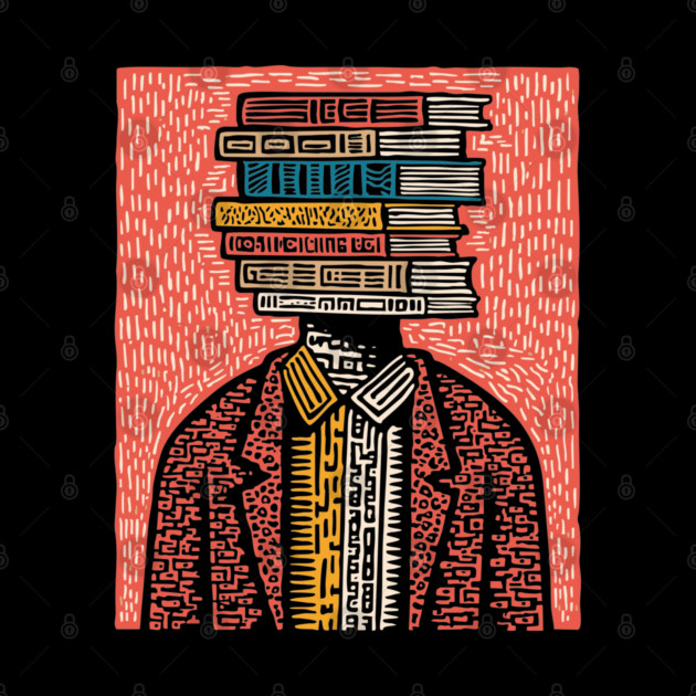Surreal Book Head - A Portrait of the Bibliophile by TuncGK