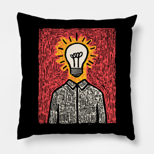 Modern Folk Art - The Anatomy of a Bright Idea Pillow by TuncGK