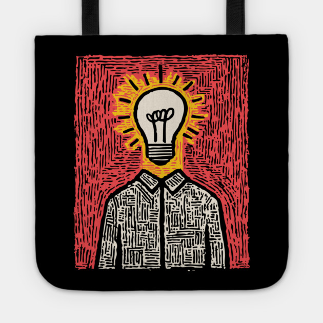 Modern Folk Art - The Anatomy of a Bright Idea Tote by TuncGK