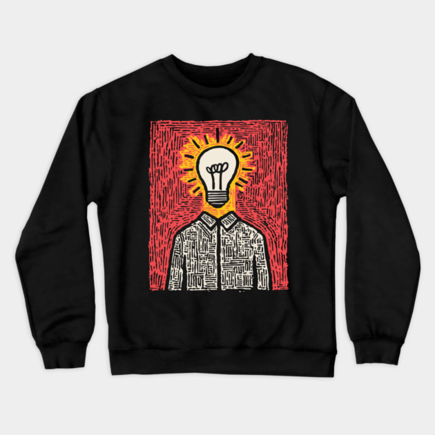 Modern Folk Art - The Anatomy of a Bright Idea Crewneck Sweatshirt by TuncGK