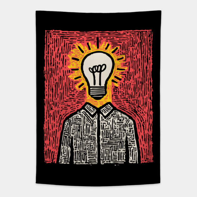 Modern Folk Art - The Anatomy of a Bright Idea Tapestry by TuncGK