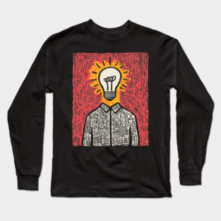 Modern Folk Art - The Anatomy of a Bright Idea Long Sleeve T-Shirt
