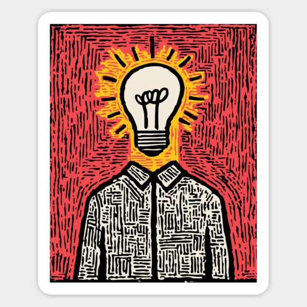 Modern Folk Art - The Anatomy of a Bright Idea Magnet by TuncGK