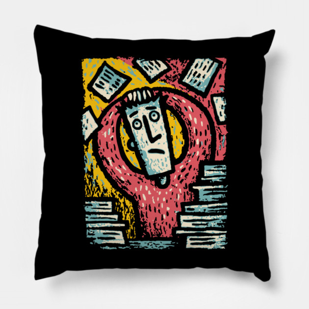 Existential Chaos - The Overwhelmed Mind Pillow by TuncGK