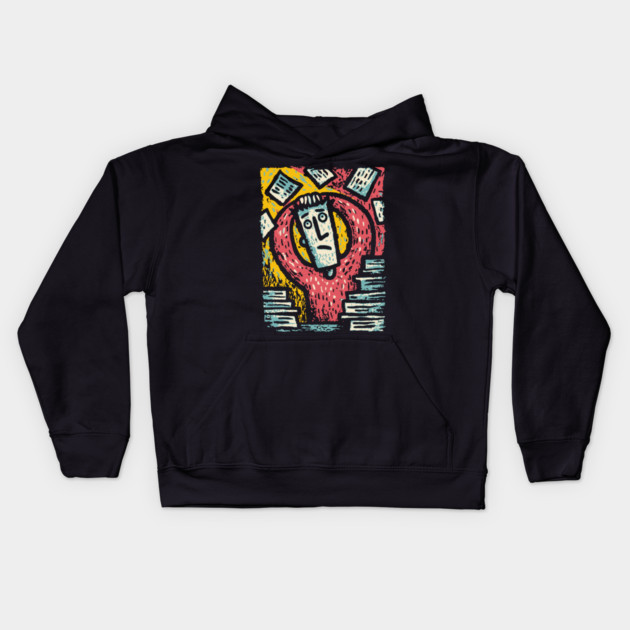 Existential Chaos - The Overwhelmed Mind Kids Hoodie by TuncGK