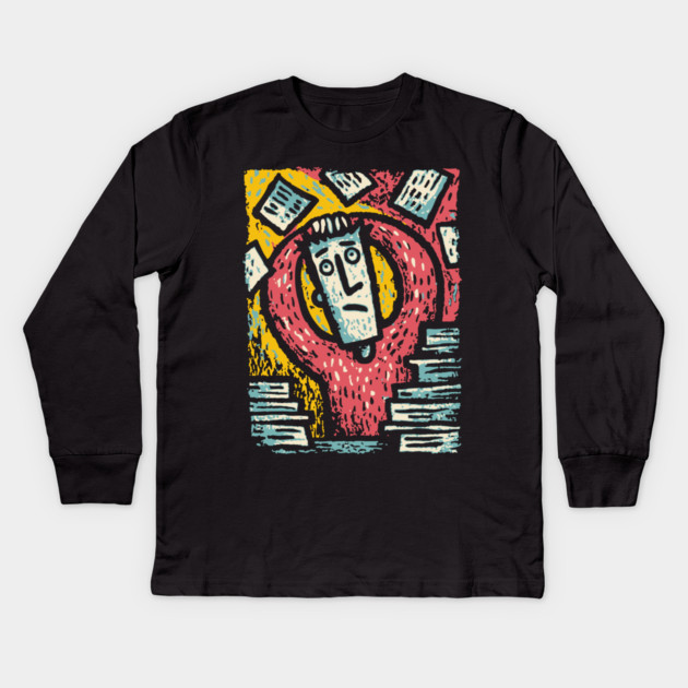 Existential Chaos - The Overwhelmed Mind Kids Long Sleeve T-Shirt by TuncGK