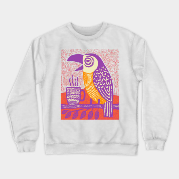 Quirky Coffee Bird - The Tropical Parrot Barista Crewneck Sweatshirt by TuncGK