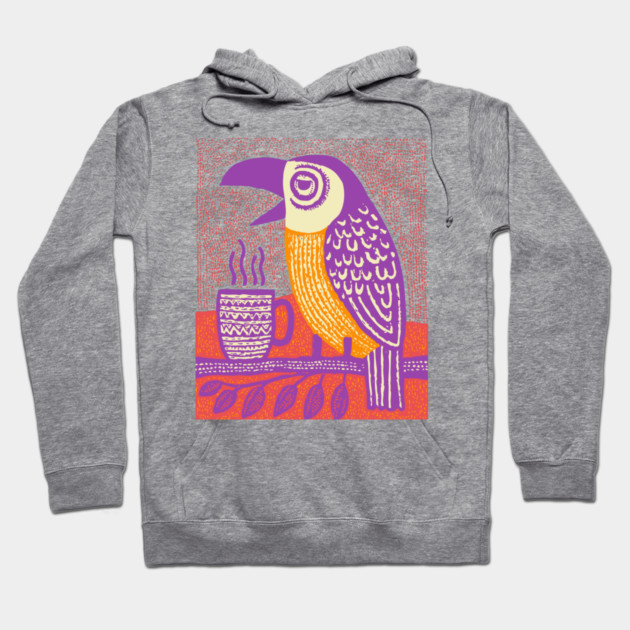 Quirky Coffee Bird - The Tropical Parrot Barista Hoodie by TuncGK
