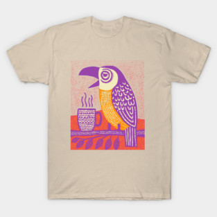 Quirky Coffee Bird - The Tropical Parrot Barista T-Shirt