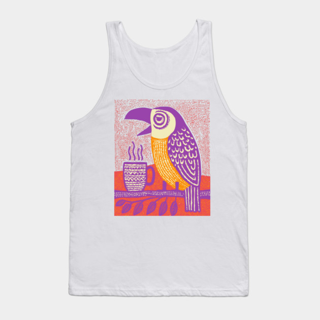 Quirky Coffee Bird - The Tropical Parrot Barista Tank Top by TuncGK