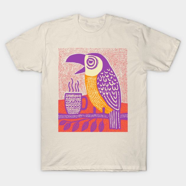 Quirky Coffee Bird - The Tropical Parrot Barista T-Shirt by TuncGK