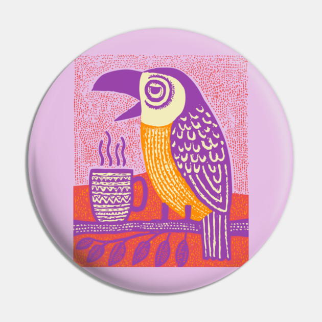 Quirky Coffee Bird - The Tropical Parrot Barista Pin by TuncGK